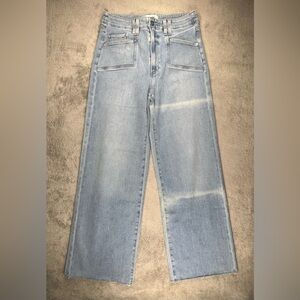 Paige Anessa 31 Jeans Womens 29 Light Wash High Rise Wide Leg Distressed Raw Hem